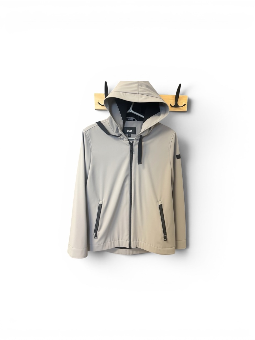 DKNY Light Gray Jacket with Black Logo Patch